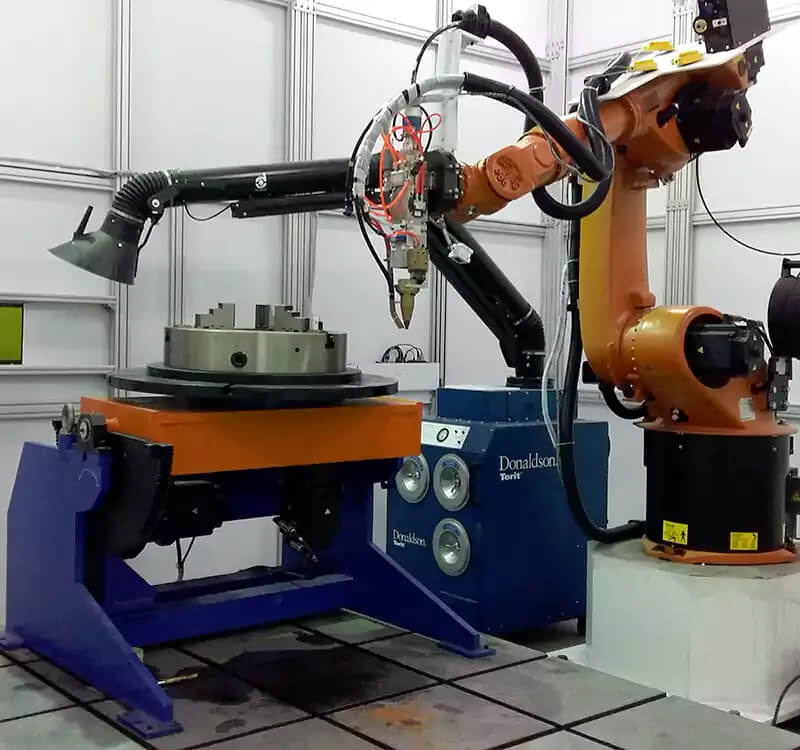 Linkage of welding positioner and welding robot